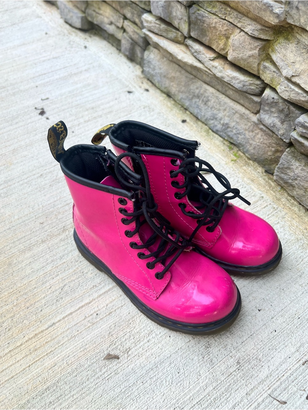 Dr. Martens Kids Hot Pink Lace-Up Combat Boots